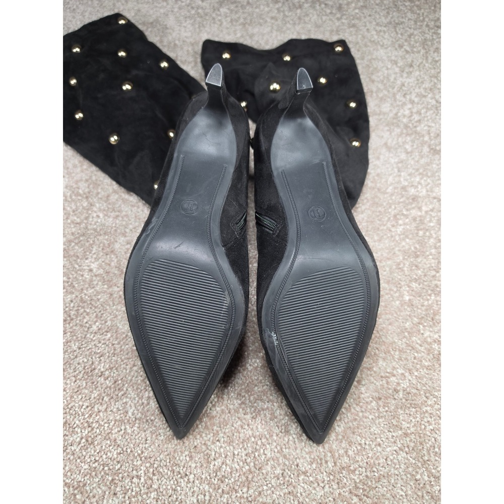 A New Day Black Faux Suede Studded Pointed Toe Kitten Heel Boots Size 11 - Picture 7 of 7